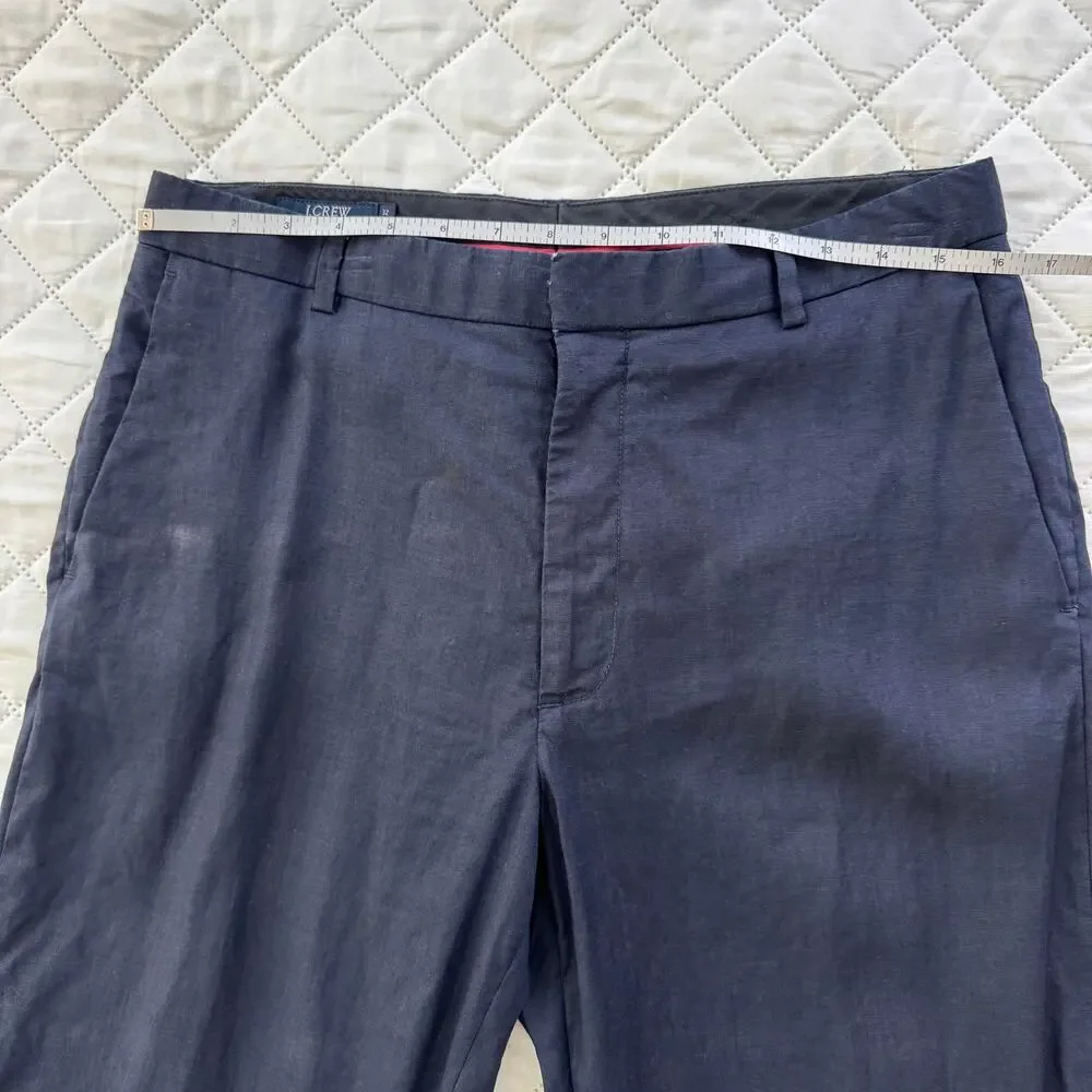 J.Crew 100% Linen Trousers Mens 32x34 Navy Straight Leg Summer Lightweight Pants